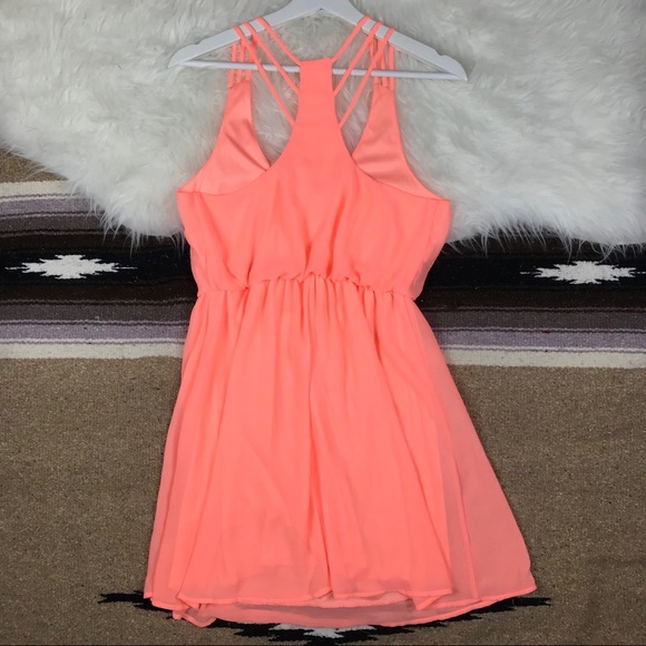 LUSH Neon Orange Mini Casual Dress Size Medium - Picture 6 of 7